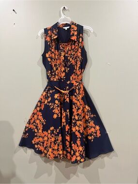 Nanette Lepore Navy Dress with Orange Floral Print